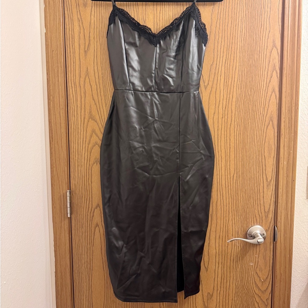 Black Leather Slip Dress